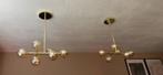 2 plafondlampen | zwart (!) + amberkleurige glazen bollen, Ophalen, Nieuw, Glas, 75 cm of meer