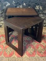 Toffe seventies nesting tables wenge fineer bijzettafels, Minder dan 45 cm, Minder dan 55 cm, Gebruikt, Ophalen of Verzenden