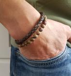 Heren Armband gevlochten Leer met Picasso Jaspis Edelstenen, Sieraden, Tassen en Uiterlijk, Armbanden, Verzenden, Nieuw, Leer