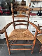 Retro stoel met rieten zitting, Huis en Inrichting, Ophalen, Gebruikt, Bruin, Eén