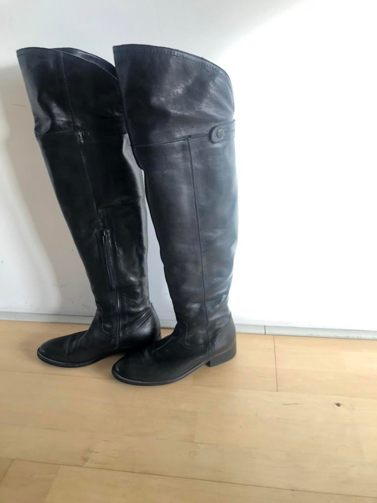 Lavorazione Artigiana handgemaakte leren knielaarzen mt37, Kleding | Dames, Schoenen, Hoge laarzen, Zwart, Ophalen of Verzenden