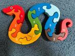 Houten puzzel speelgoed , tellen, educatief, slang en schaap, Ophalen of Verzenden, 10 tot 50 stukjes, Zo goed als nieuw