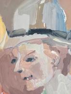 Gouache verf op papier portretten, Antiek en Kunst, Kunst | Schilderijen | Modern, Verzenden