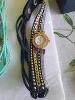 mooie strass horloges, Overige merken, Leer, Staal, Polshorloge
