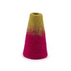 groen met burgundy rood vilten vaas 9 x 18 cm leuk als kado, Overige materialen, -, -, Nieuw
