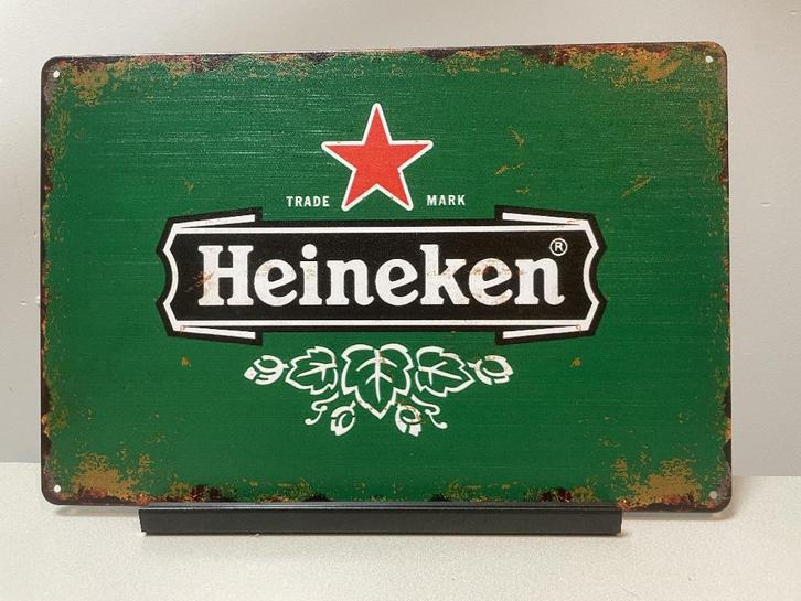 Heineken bier metalen reclamebord (Old Look), Verzamelen, Biermerken, Nieuw, Reclamebord, Plaat of Schild, Heineken, Ophalen of Verzenden