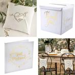 5-delige bruidsset Just Married wit met goud, Kleding | Dames, Trouwkleding en Trouwaccessoires, Wit, Nieuw, Struikheide 64,3069lj rotterdam