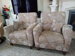Te Koop: 2 beige fauteuils met bloemen motief (stof), Huis en Inrichting, Fauteuils, Ophalen, Hout, 75 tot 100 cm, 75 tot 100 cm