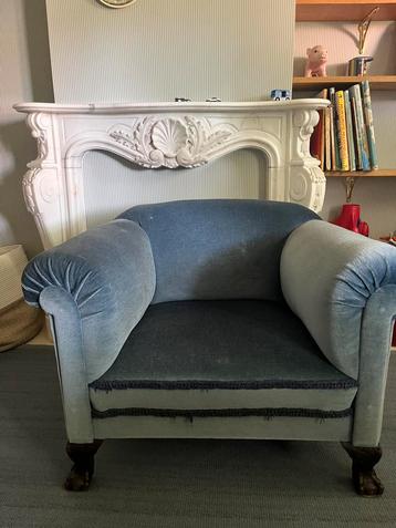 Fauteuil zitstoel velvet fluweel velours blauw beschikbaar voor biedingen
