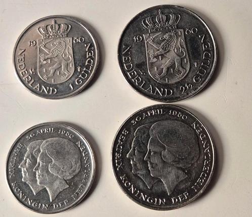 2½ gulden 1 gulden Beatrix dubbele kop inhuldiging (perstuk), Postzegels en Munten, Munten | Nederland, 2½ gulden, Koningin Juliana