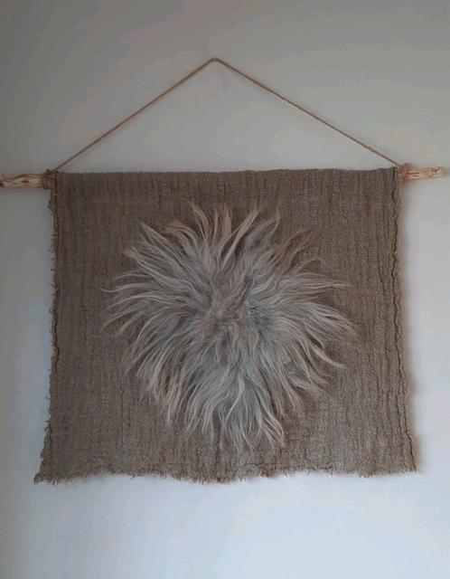 Wandkleed / wandhanger shabbydoek met schapenvacht, Huis en Inrichting, Woonaccessoires | Wanddecoraties, Nieuw, Ophalen of Verzenden