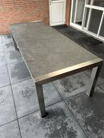 Natuurstenen tuintafel met RVS onderstel - 100 x 240 cm, Ophalen, Gebruikt, Rechthoekig, Rvs