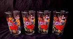 Set/4 limonadeglazen 'Kleurrijke Bloemen', Verzamelen, Glas en Borrelglaasjes, Ophalen of Verzenden