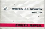 Honda S65 manual handleiding 1966 (009v), Ophalen of Verzenden, Honda