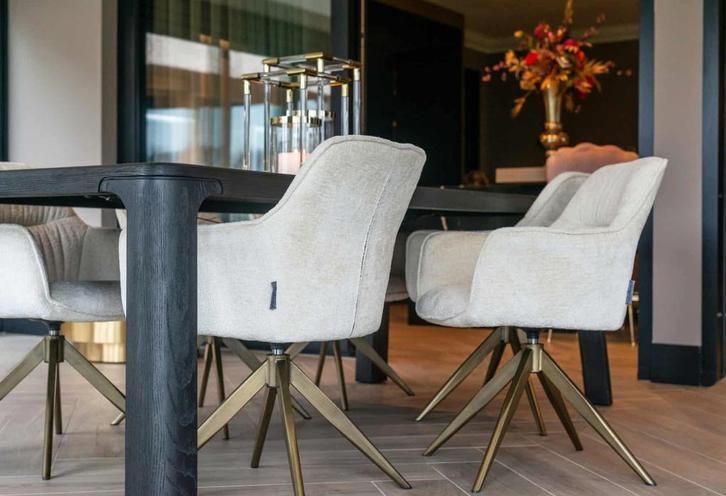 Richmond Interiors drie Draai Eetkamerstoelen Aline, Huis en Inrichting, Stoelen, Zo goed als nieuw, Drie, Stof, Overige kleuren
