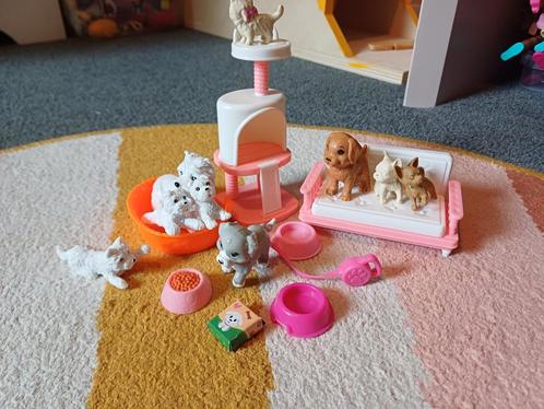 Set dieren (honden en katten) voor in Barbiehuis, Kinderen en Baby's, Speelgoed | Poppenhuizen, Gebruikt, Ophalen of Verzenden