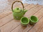 Groene theepot set met 2 kopjes, Ophalen of Verzenden, Zo goed als nieuw