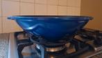Wadjan/wok, gietijzer, kobaltblauw, 33 cm, izgst., Ophalen of Verzenden, Gebruikt, Gietijzer, Wok