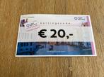 Hotel giftcard gift card 20 euro waardebon kortingscode kado, Twee personen, 1 overnachting