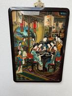 Chinees schilderij omgekeerd geschilderd glas Mahjong dames, Huis en Inrichting, Woonaccessoires | Schilderijen, Tekeningen en Foto's