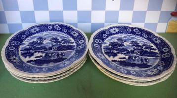 Acht stuks Delfts Blauwe (eet)borden - 20 cm beschikbaar voor biedingen