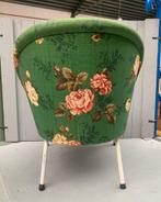 Cocktailfauteuil stoel groen rozen - vintage retro bloemen, Huis en Inrichting, Fauteuils, Ophalen, Gebruikt, Minder dan 75 cm