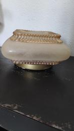 Vintage plafondlamp amberkleurig frosted glas, Ophalen of Verzenden, Gebruikt, Glas