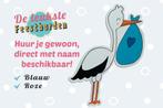 Geboortebord Ooievaar blauwe zak goedkoop huren voor jongen, Ophalen, Zo goed als nieuw, Geboortebord