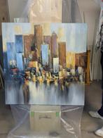 Olie op doek schilderij skyline new York, Nieuw, Ophalen of Verzenden, Schilderij, 100 tot 125 cm