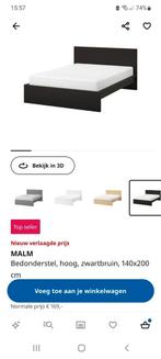 Ikea malm bed 140x200 zwartbruin, Huis en Inrichting, 140 cm, Zo goed als nieuw, Hout, Zwart