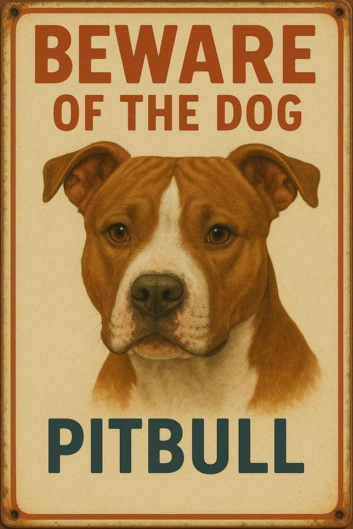 Wandbord Beware Of The Dog “Pitbull”, Huis en Inrichting, Woonaccessoires | Wanddecoraties, Nieuw, Ophalen of Verzenden