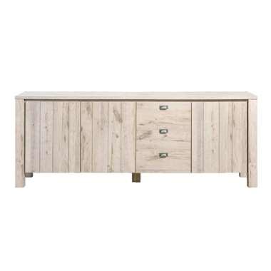 Dressoir Jens – Grijs Eiken – Leen Bakker 216 cm goede staat, Ophalen, Zo goed als nieuw, 200 cm of meer, Met lade(s)