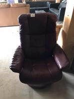 Relaxfauteuil in leder., Huis en Inrichting, Fauteuils, Ophalen of Verzenden, Zo goed als nieuw, 75 tot 100 cm