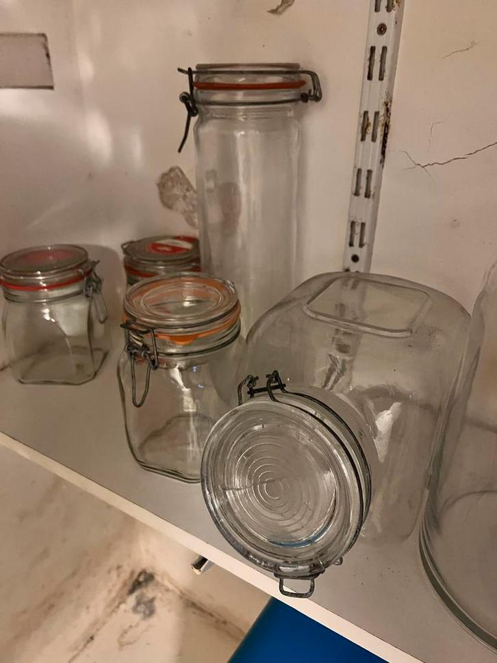 Voorraadpotten, weckpotten, glazen potten, Huis en Inrichting, Keuken | Keukenbenodigdheden, Gebruikt, Ophalen