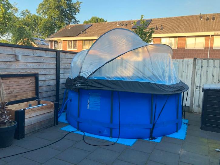 Zwembad 366x 122 met afdekkap, Tuin en Terras, Zwembaden, Zo goed als nieuw, Minder dan 80 cm, 200 tot 400 cm, Rond, Ophalen