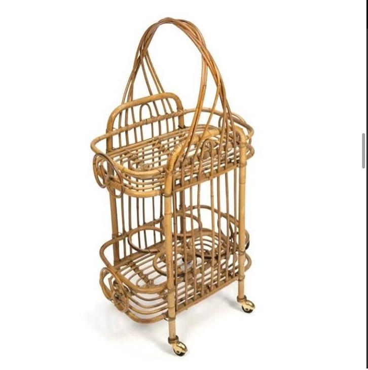 Vintage Rotan Wijnrek, Huis en Inrichting, Woonaccessoires | Wijnrekken, Gebruikt, 75 cm of meer, Overige materialen, 5 tot 15 flessen