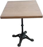 eiken terrastafel op gietijzeren centrale voet., Ophalen, Zo goed als nieuw, Vierkant, Hout