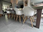 8 kuipstoelen imitatie “Vitra / Eames” met houten onderstel, Kunststof, Gebruikt, Wit, Ophalen of Verzenden