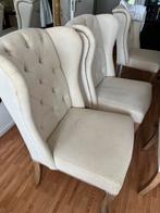 4 Linnen Eetkamerstoelen - Gratis Afhalen!, Huis en Inrichting, Stoelen, Ophalen, Gebruikt, Wit, Vier
