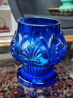 Blauwe glazen kandelaar, Ophalen of Verzenden