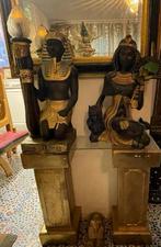 PRACHTIGE EGYPTISCHE ALTAAR-LAMP”FARAO MET CLEOPATRA “, Ophalen of Verzenden