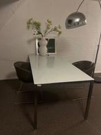 Eettafel IKEA ,glas met chroom tafelpoten , als nieuw, Ophalen, 50 tot 100 cm, Zo goed als nieuw, 150 tot 200 cm