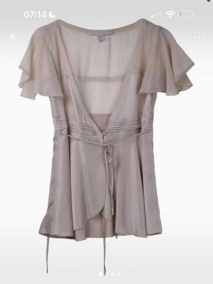 Stella McCartney x H&M Elegante wikkelblouse in zilver M 38, Kleding | Dames, Blouses en Tunieken, Zo goed als nieuw, Ophalen of Verzenden