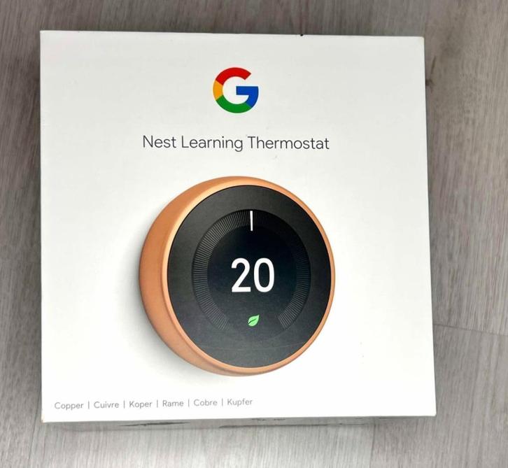 Google Nest Thermostaat Koper, Doe-het-zelf en Verbouw, Thermostaten, Zo goed als nieuw, Slimme thermostaat, Ophalen of Verzenden