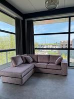 Velvet Roze Bank, Huis en Inrichting, Banken | Bankstellen, Ophalen, 250 tot 300 cm, Hoekbank, 75 tot 100 cm