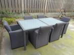 Loungeset metalen tafel met 6 stoffen stoelen, Tuin en Terras, Tuinsets en Loungesets, Eettafel, 6 zitplaatsen, Gebruikt, Loungeset