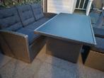 Tuinset bank + tafel + twee poefjes, Tuin en Terras, Ophalen, Zo goed als nieuw, Bank