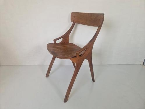 Vintage organische eiken stoel toegeschreven aan arne hovman, Huis en Inrichting, Stoelen, Gebruikt, Eén, Bruin, Ophalen of Verzenden