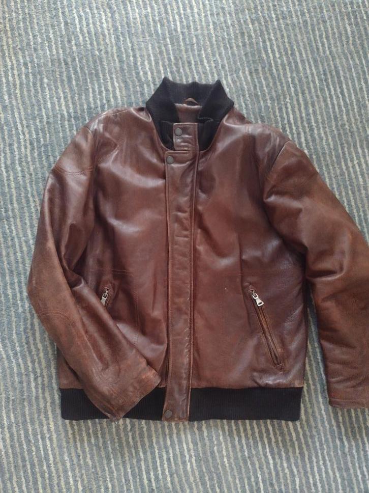 Heren jack van Tommy Hilfiger,  XL, Leer!, Kleding | Heren, Jassen | Winter, Gedragen, Maat 56/58 (XL), Bruin, Ophalen of Verzenden