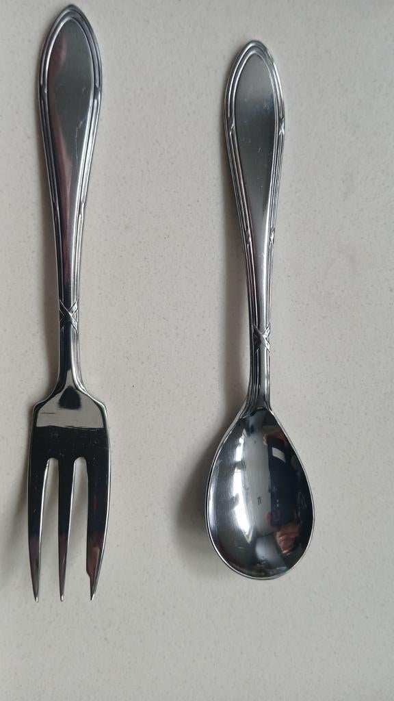Kinderbestek Vork en Lepel - 11cm, Antiek en Kunst, Antiek | Bestek, Ophalen of Verzenden